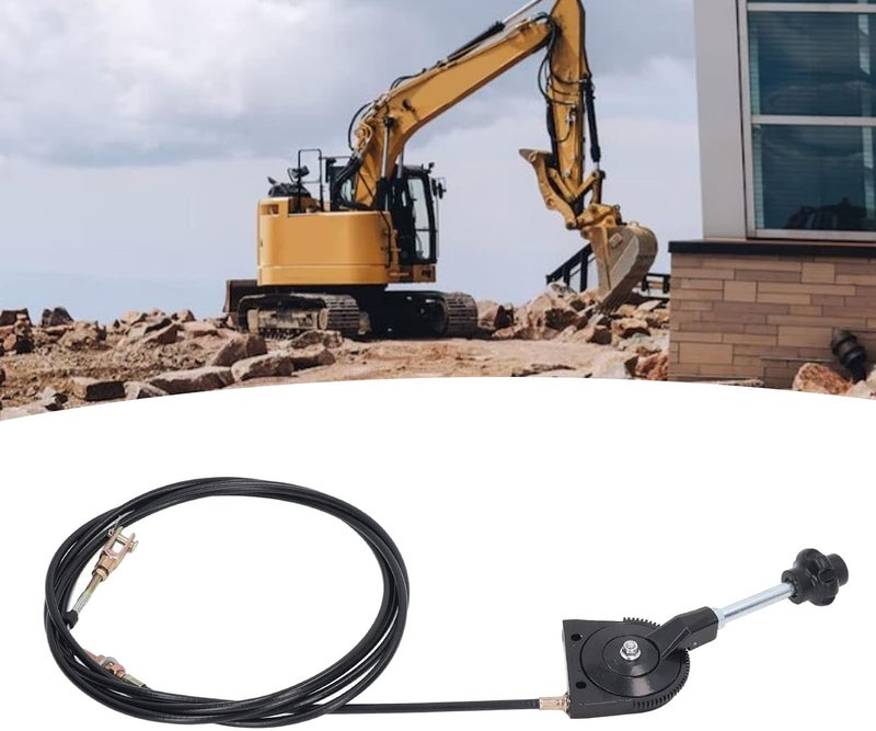 Naroote Manual Throttle Cable, 3.5m Controller Throttle Cable Quick Release Throttle with Pivot Joint Excavator Throttle Cable for Heavy Equipment - Image 2